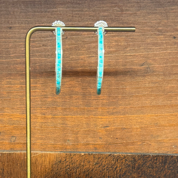 Inlay Turquoise Hoops