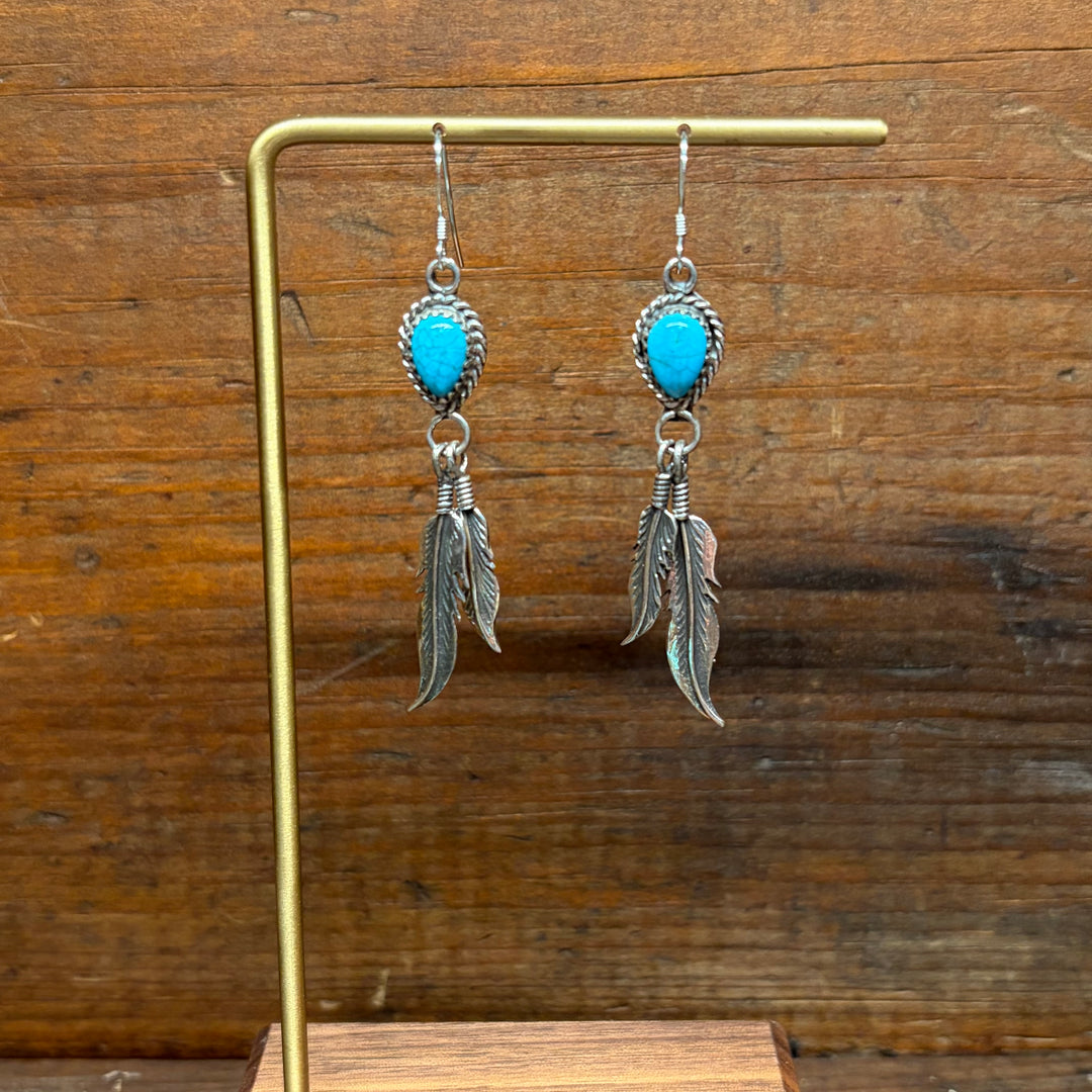 Blue Feather Earrings