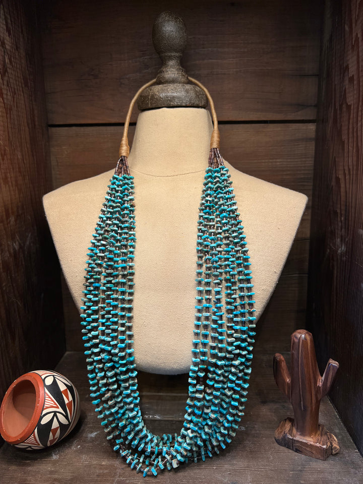 Kingman Turquoise 8 Strand Traditional Necklace