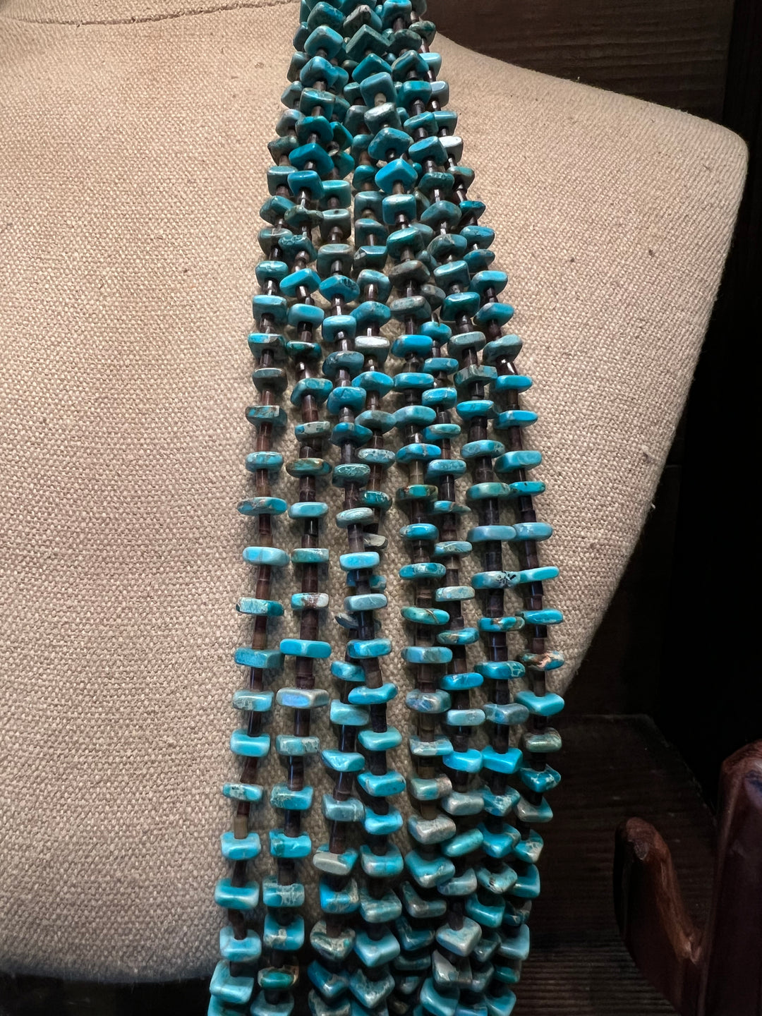 Kingman Turquoise 8 Strand Traditional Necklace