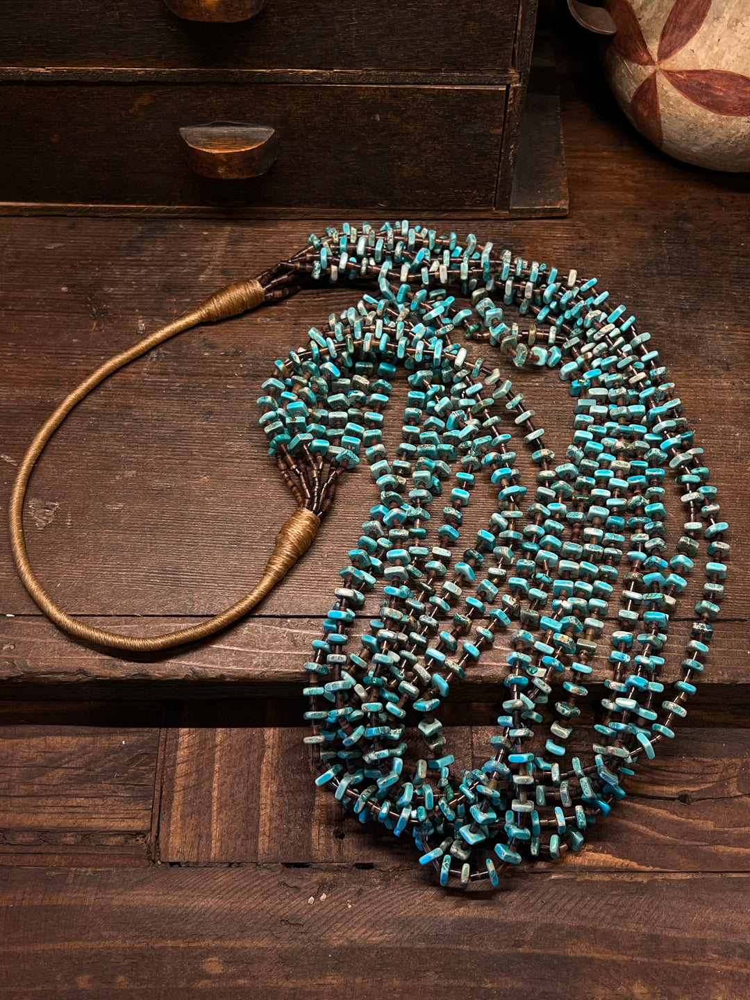 Kingman Turquoise 8 Strand Traditional Necklace