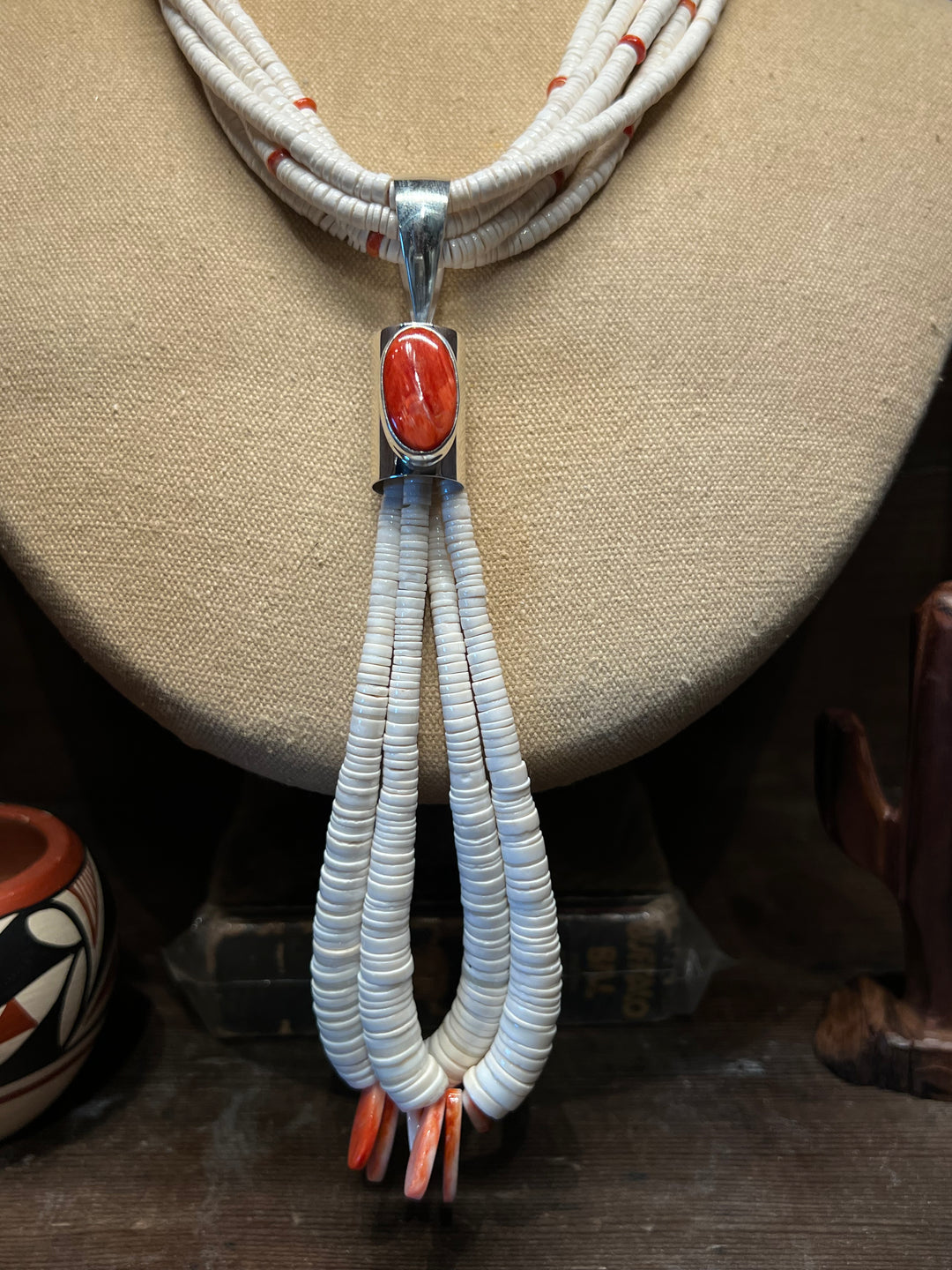 White Clam Shell & Red Spiny Joccla Necklace