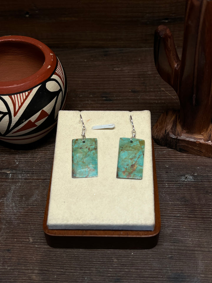 Nevada Green Turquoise Slab Earrings