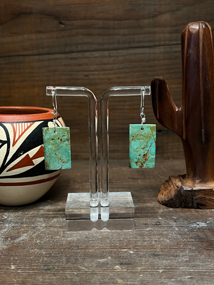 Nevada Green Turquoise Slab Earrings