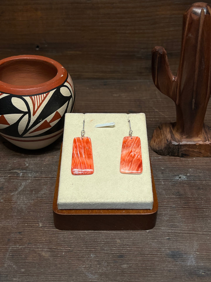 Red Spiny Slab Earrings