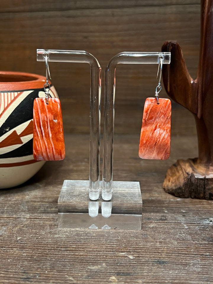 Red Spiny Slab Earrings