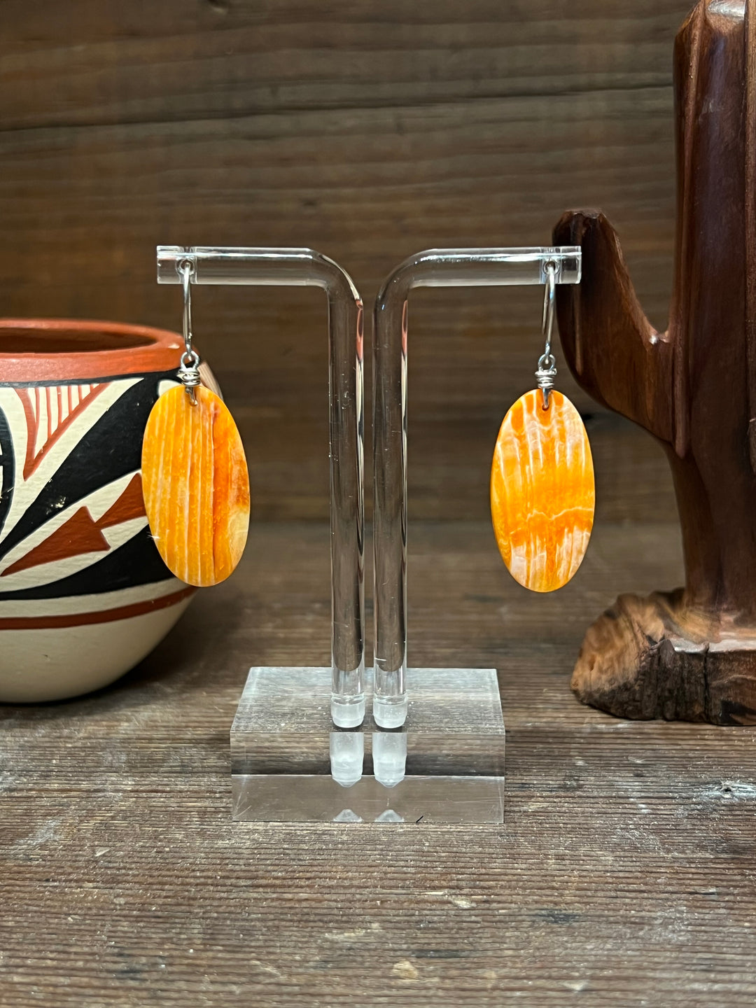 Orange Spiny Slab Earrings