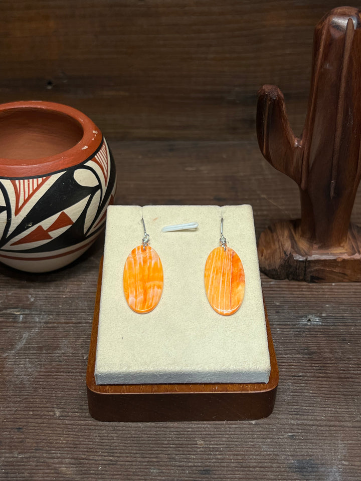 Orange Spiny Slab Earrings