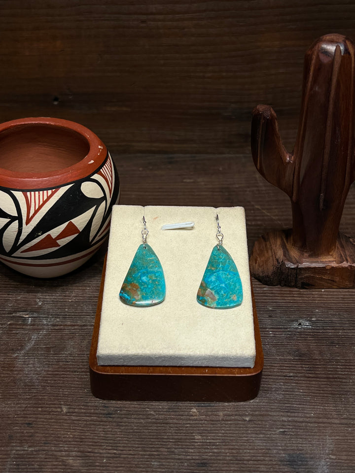 Nevada Green Turquoise Slab Earrings