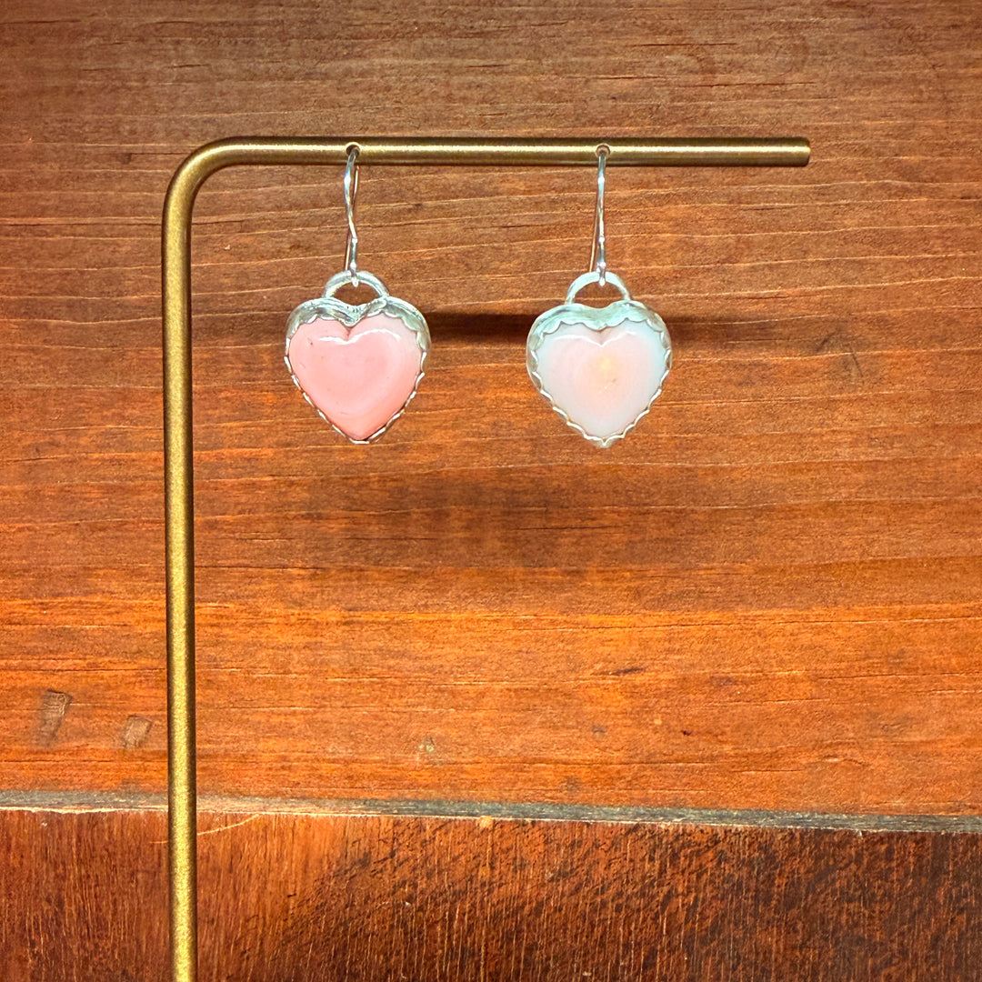 Pink Conch Heart Earrings
