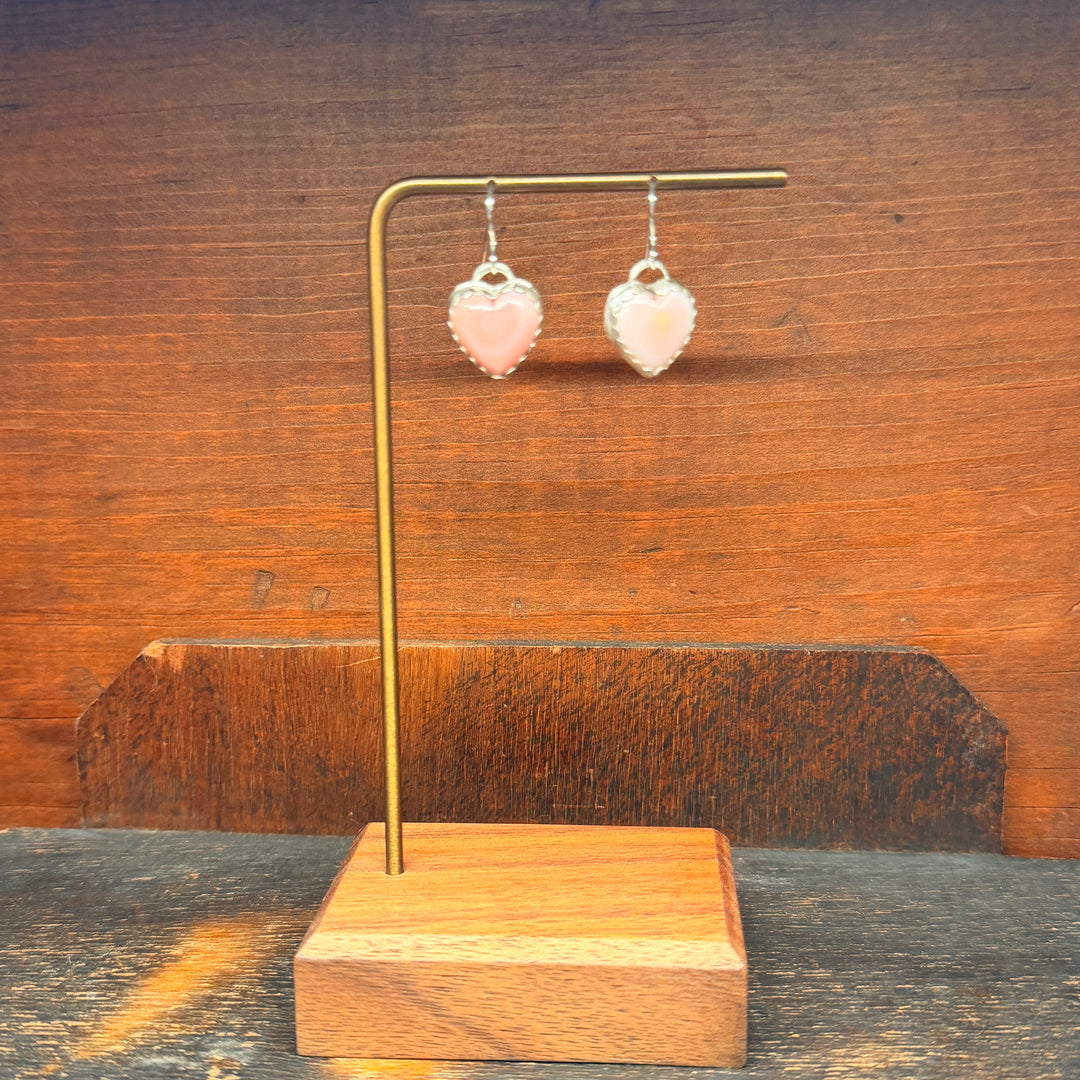 Pink Conch Heart Earrings