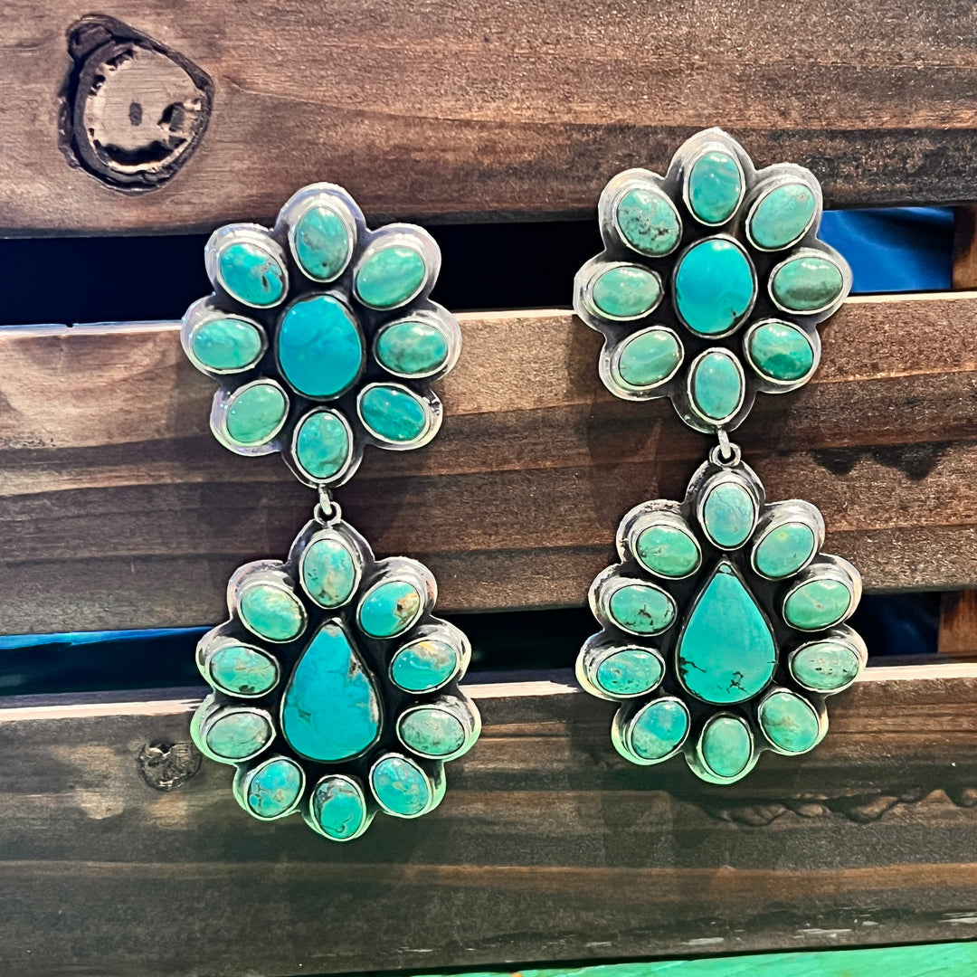 Double Cluster Turquoise Earrings