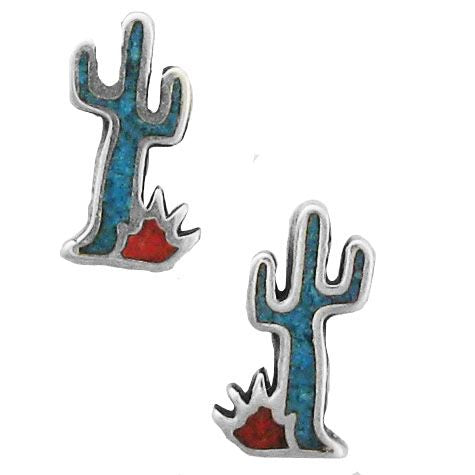 Turquoise Cactus Studs