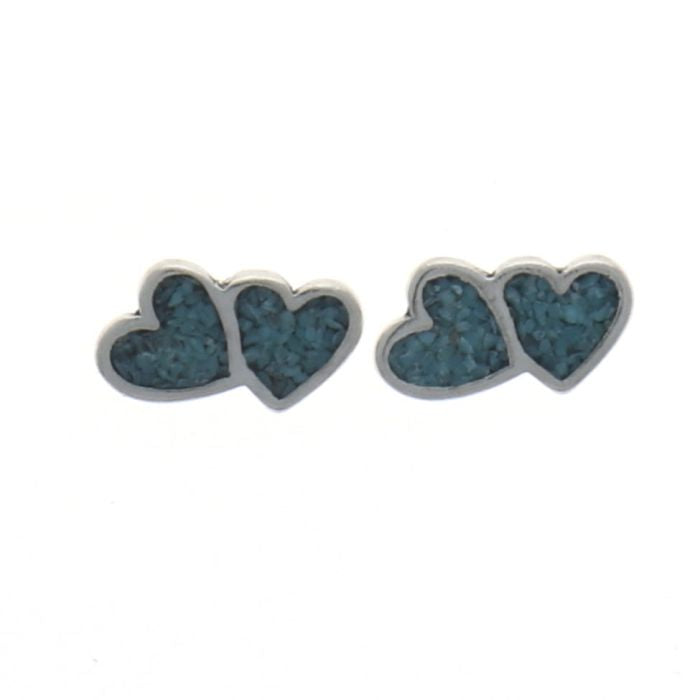 Turquoise Double Heart Studs