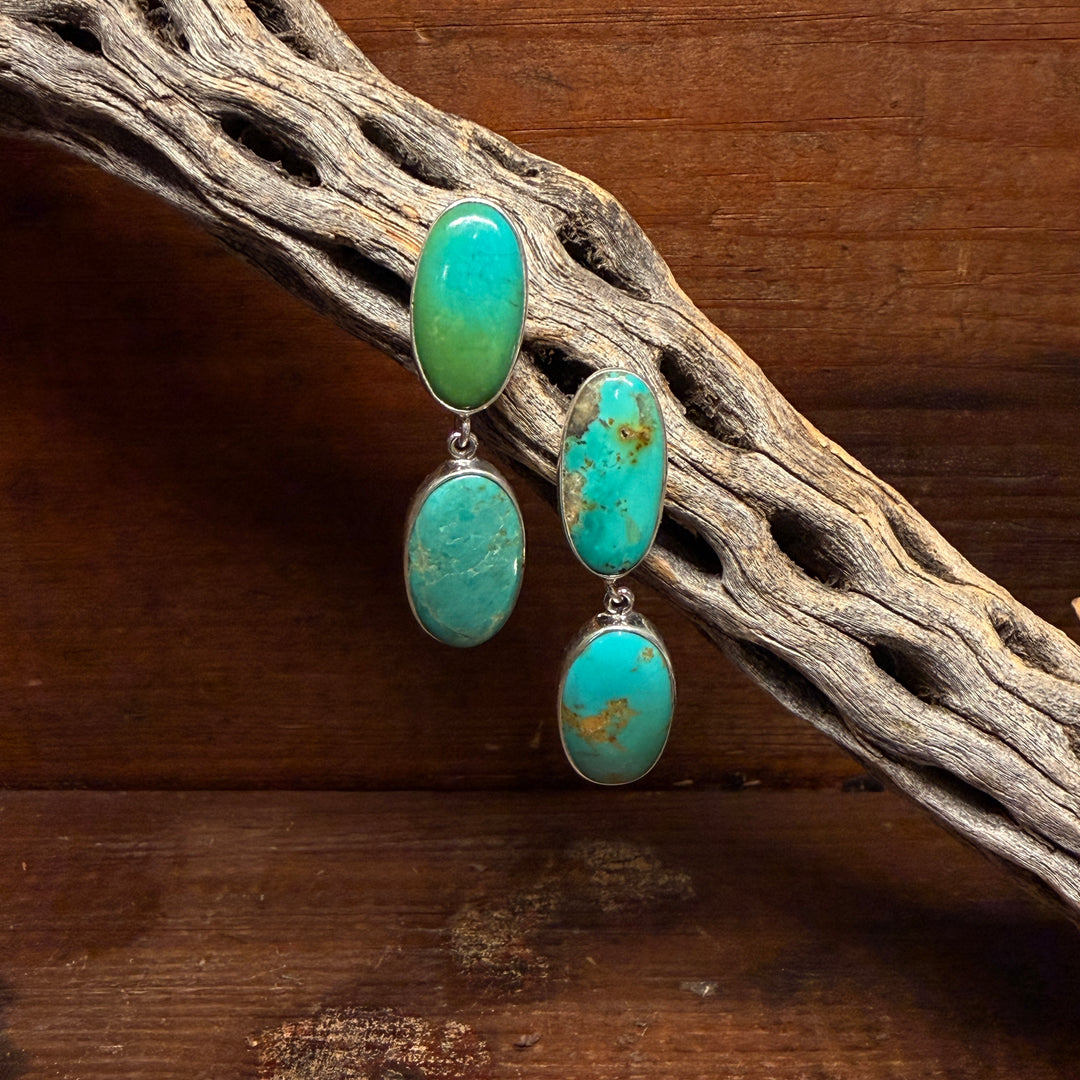 Turquoise Two-Stone Dangle Earrings by Federico Jimenez