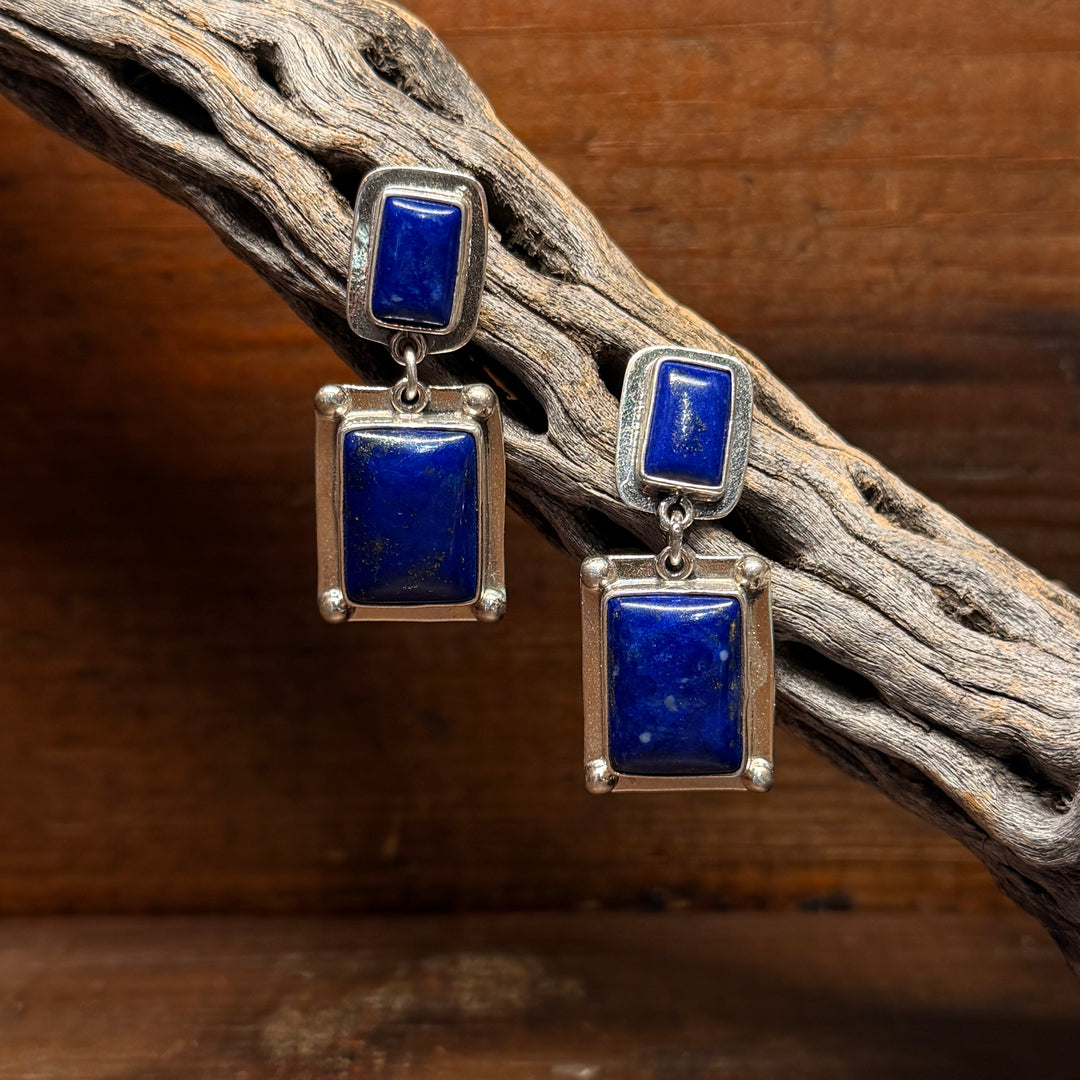 Lapis Lazuli Two-Stone Dangle Earrings by Federico Jimenez