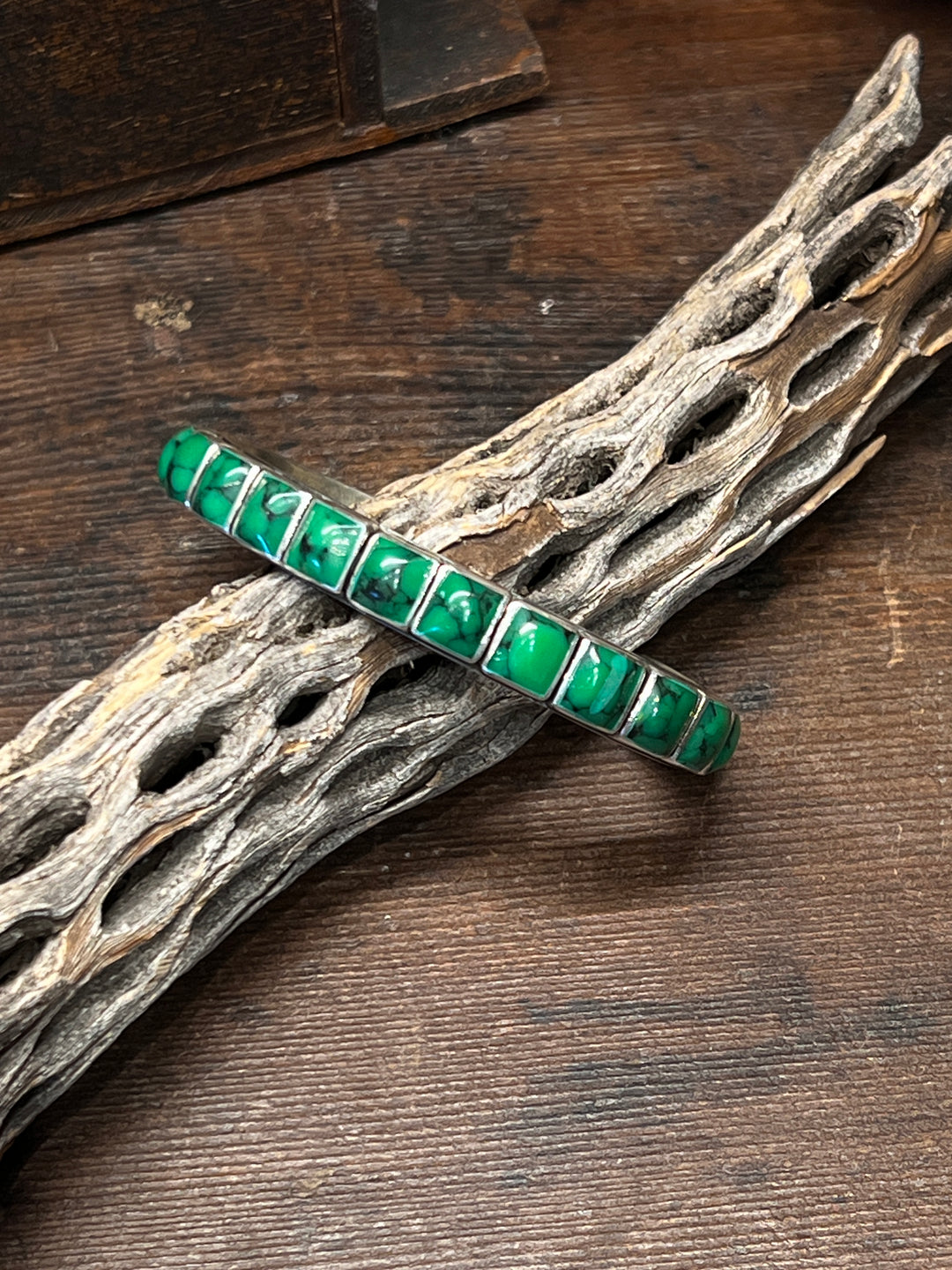 Malachite Square Row Stacker Cuff (Small/Medium)