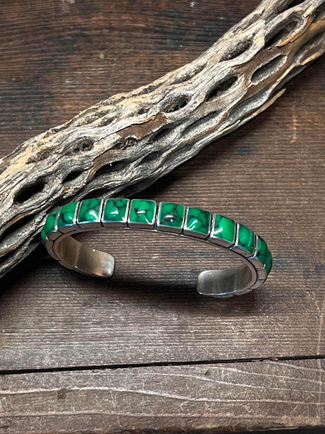 Malachite Square Row Stacker Cuff (Small/Medium)