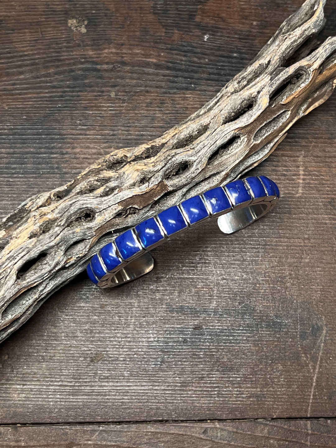 Lapis Square Stacker Row Cuff (Medium)