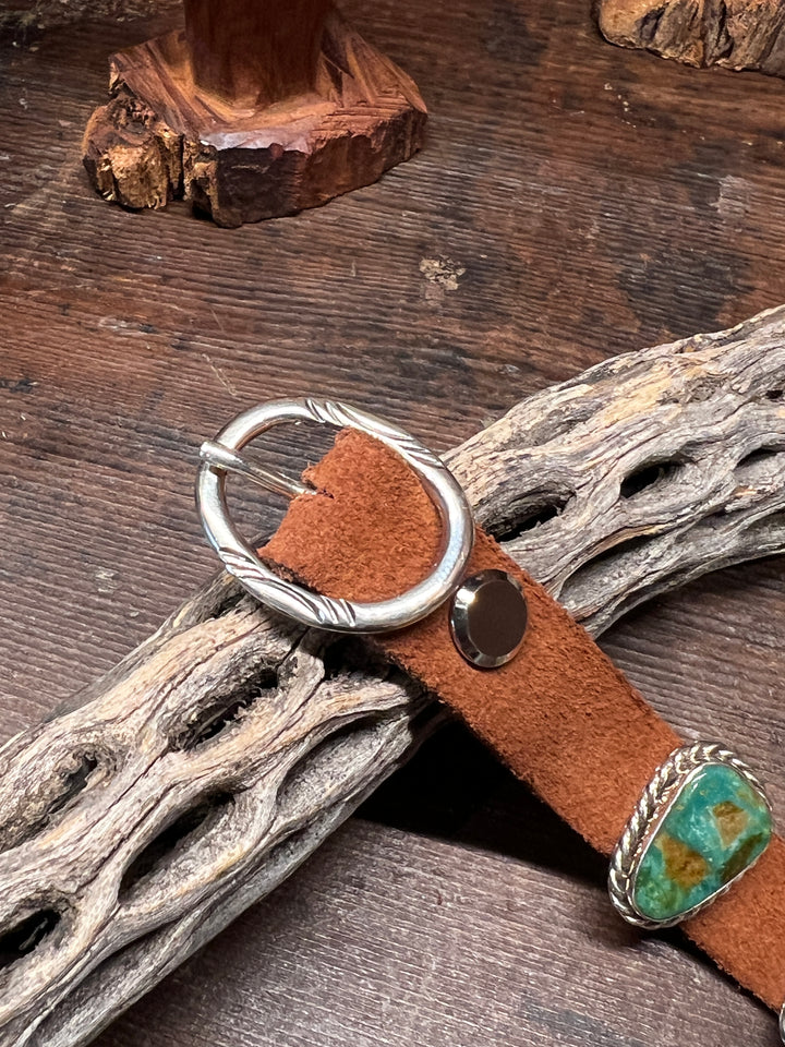 Green Turquoise Concho Leather Bracelet