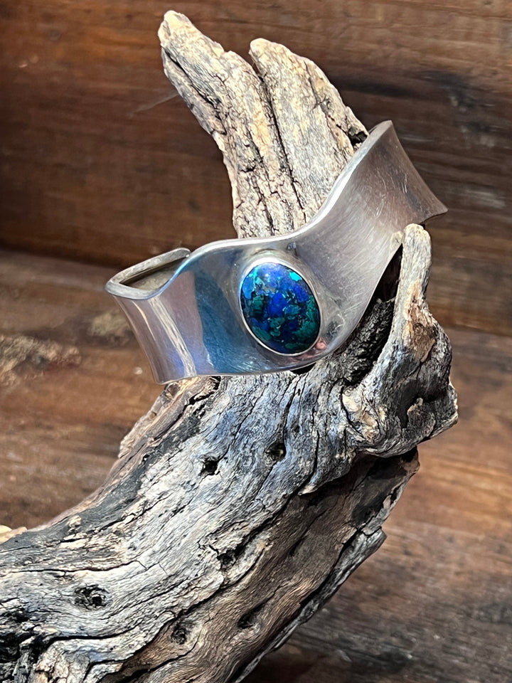 Wave Cuff with Malachite Azurite Cuff