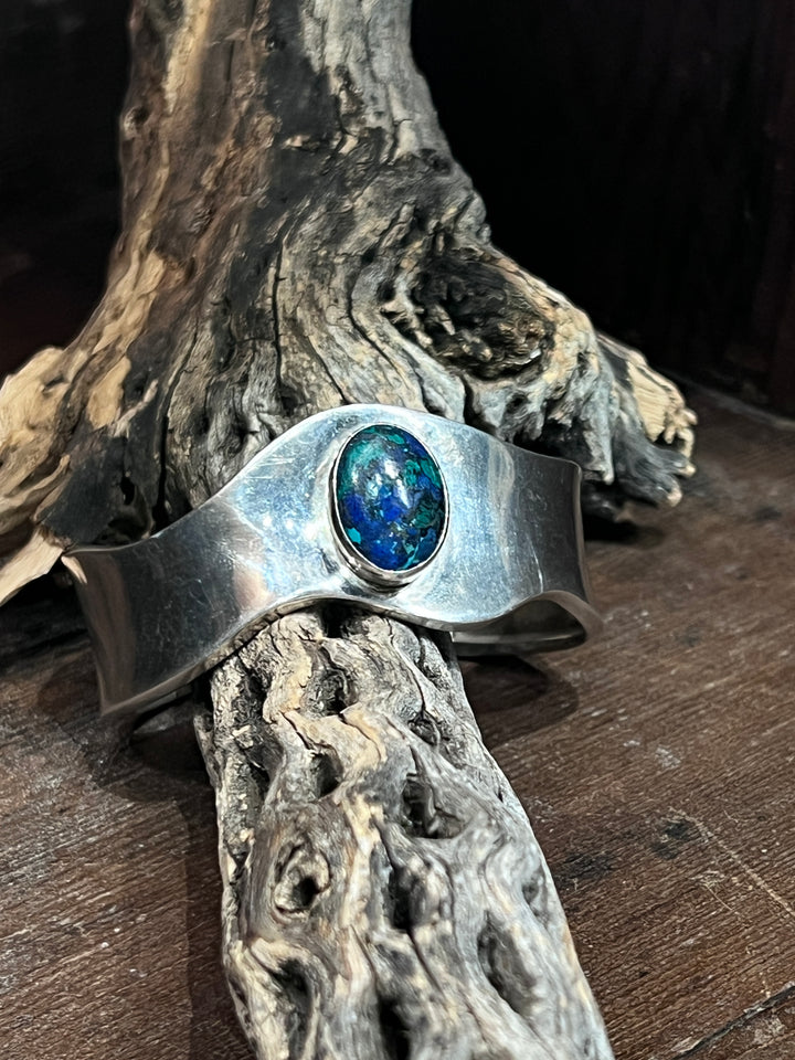 Wave Cuff with Malachite Azurite Cuff