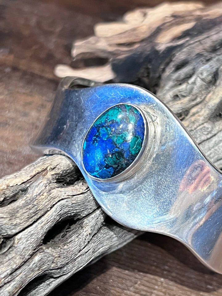 Wave Cuff with Malachite Azurite Cuff