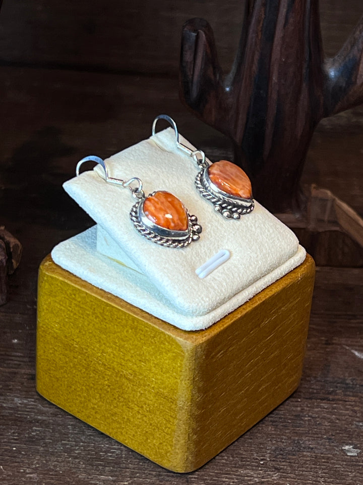 Orange Spiny Heart Earrings