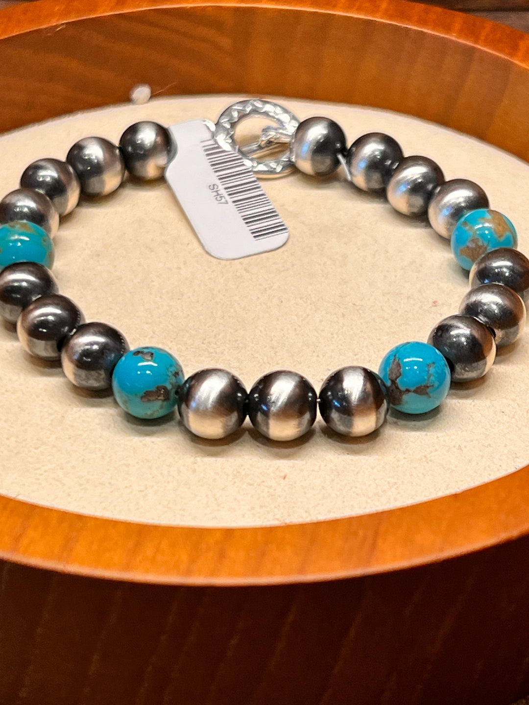 Navajo Pearls & 8mm Kingman Turquoise Bracelet