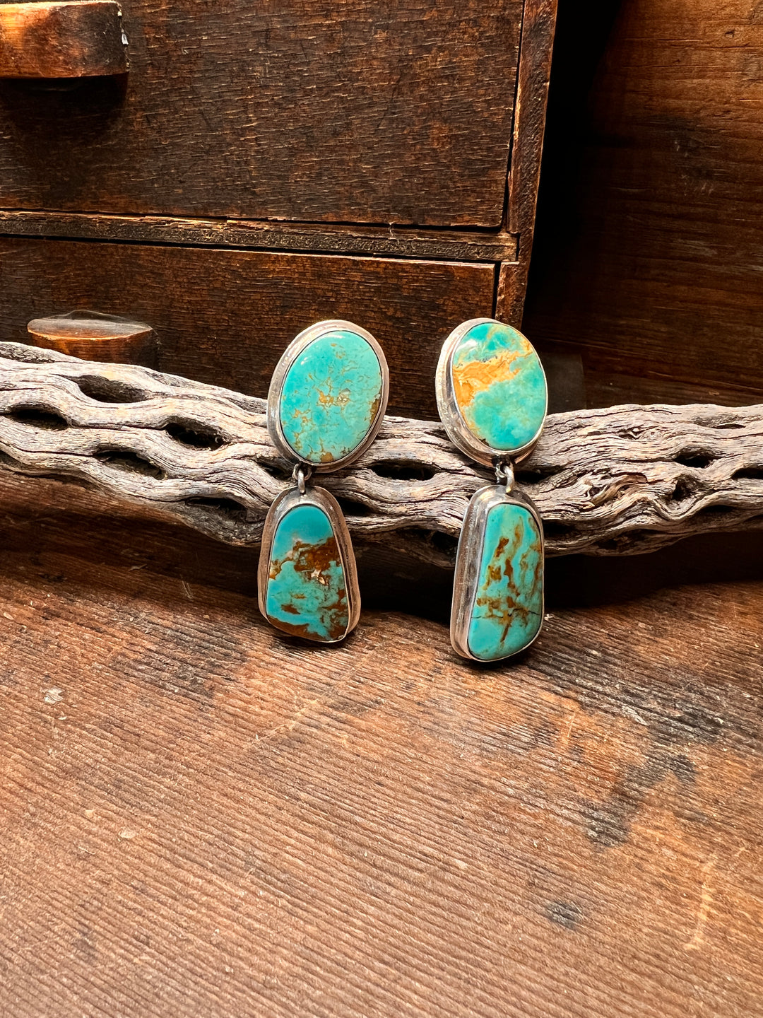 2 Stone Turquoise Earrings