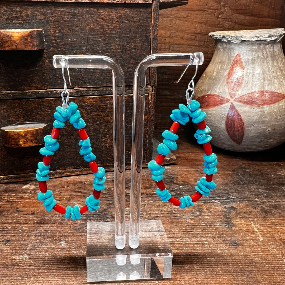 Mediterranean Coral and Turquoise Earrings