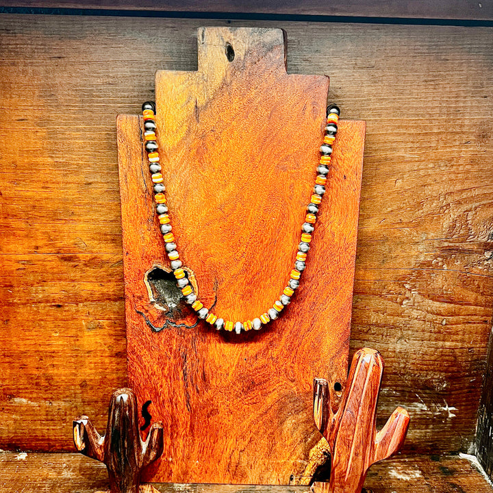 Orange Spiny Navajo Pearls Necklace 18"