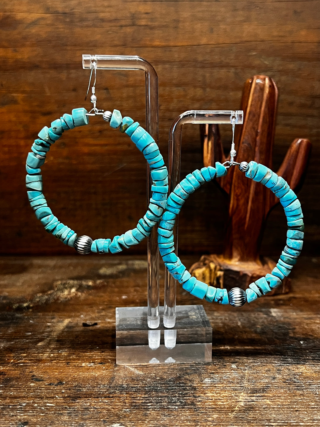 Turquoise Heishi Navajo Pearl Hoops