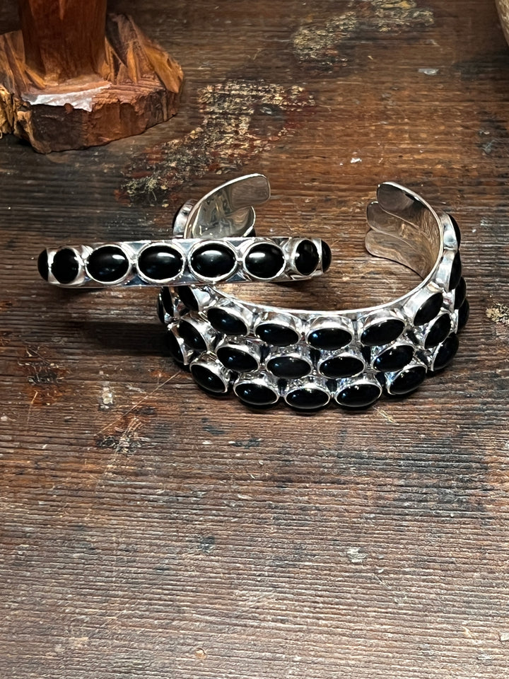 Oval Onyx Stacker Cuff (Medium)