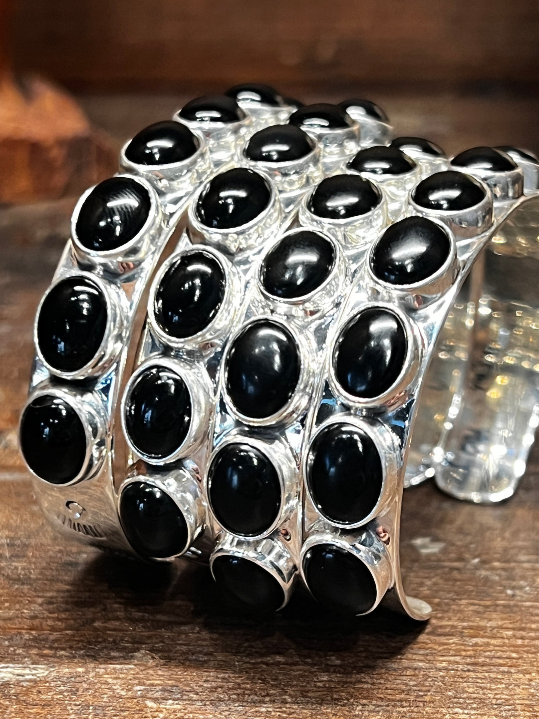 Oval Onyx Stacker Cuff (Small/Medium)