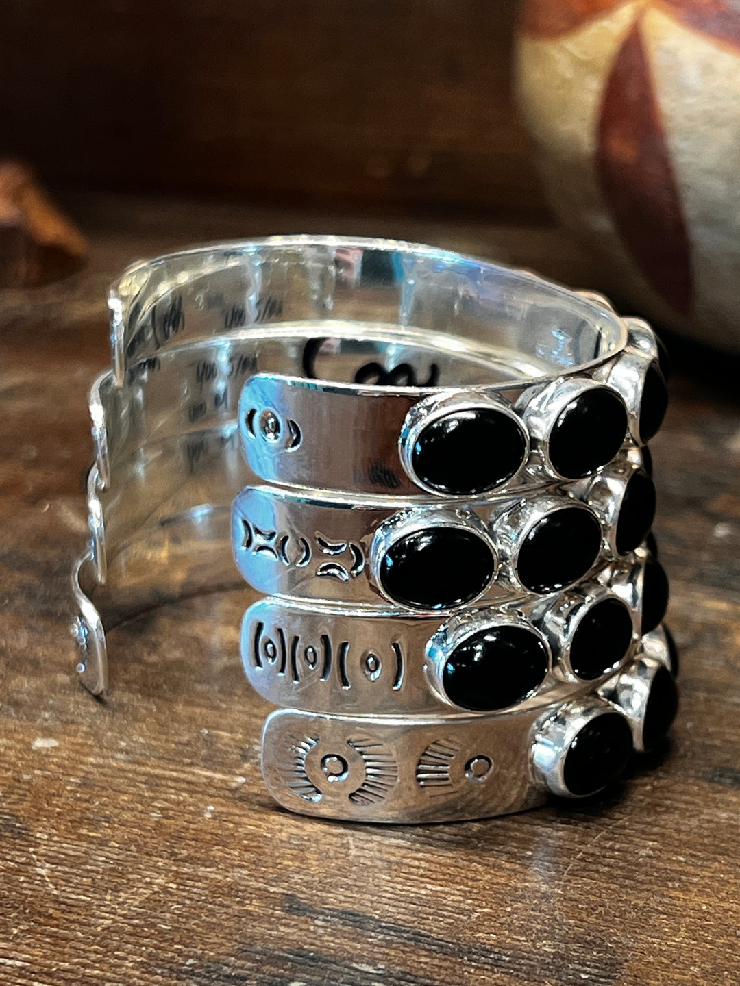 Oval Onyx Stacker Cuff (Small)