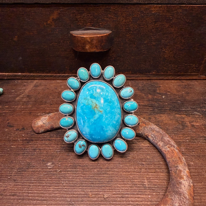 Kingman Turquoise Cluster Ring