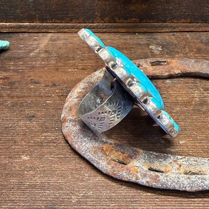 Kingman Turquoise Cluster Ring