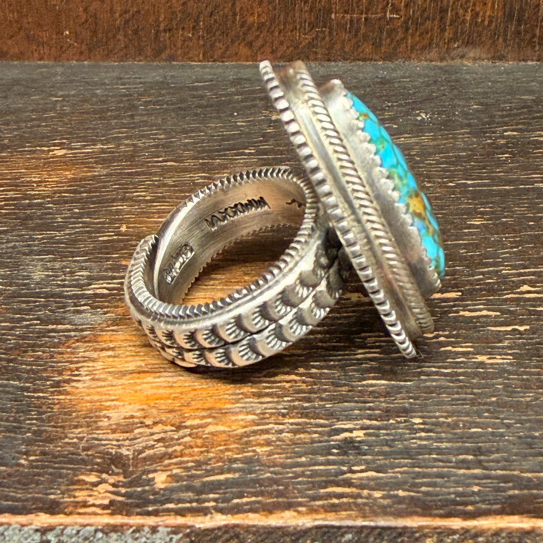Spiderweb Kingman Turquoise Ring