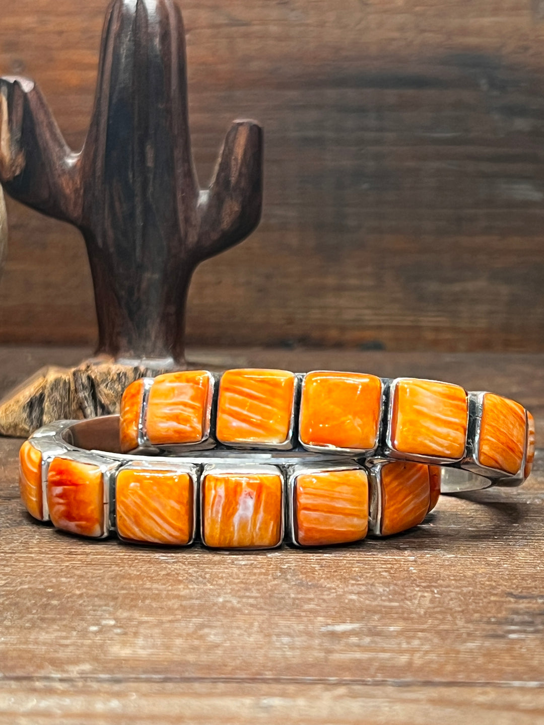 Orange Spiny Medium Square Stacker Cuff (Medium)