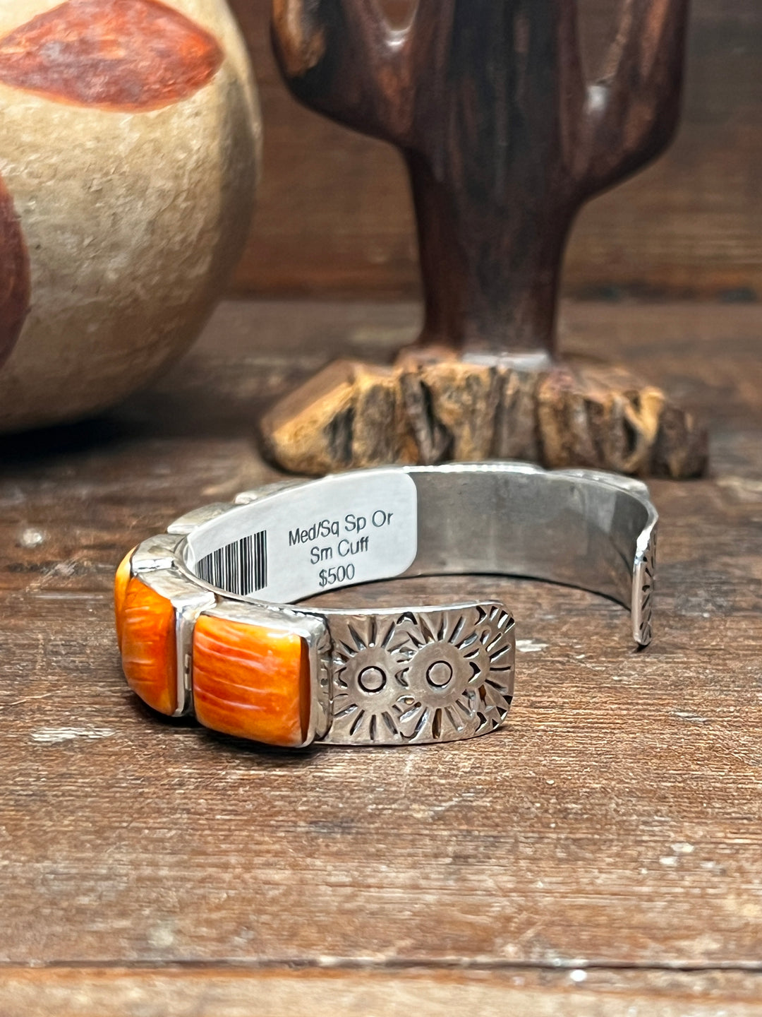 Orange Spiny Medium Square Stacker Cuff (Medium)