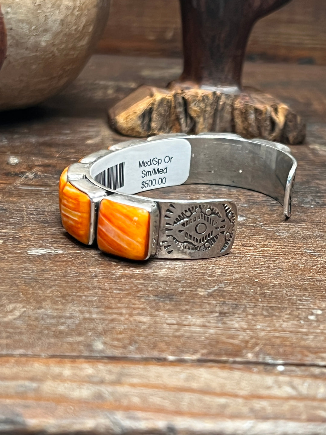 Orange Spiny Medium Square Stacker Cuff (Small)