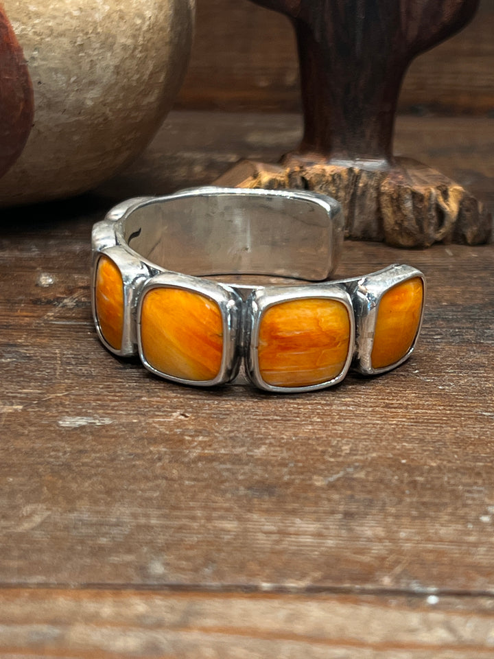 Orange Spiny Large Square Stacker Cuff (Medium)