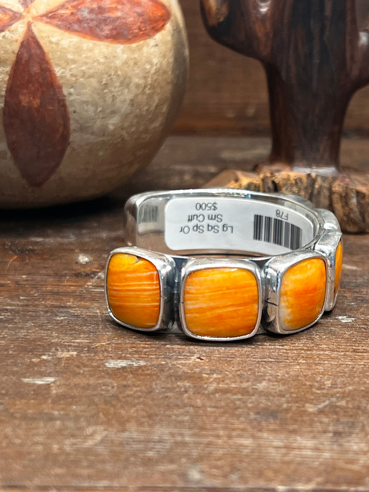 Orange Spiny Large Square Stacker Cuff (Small)