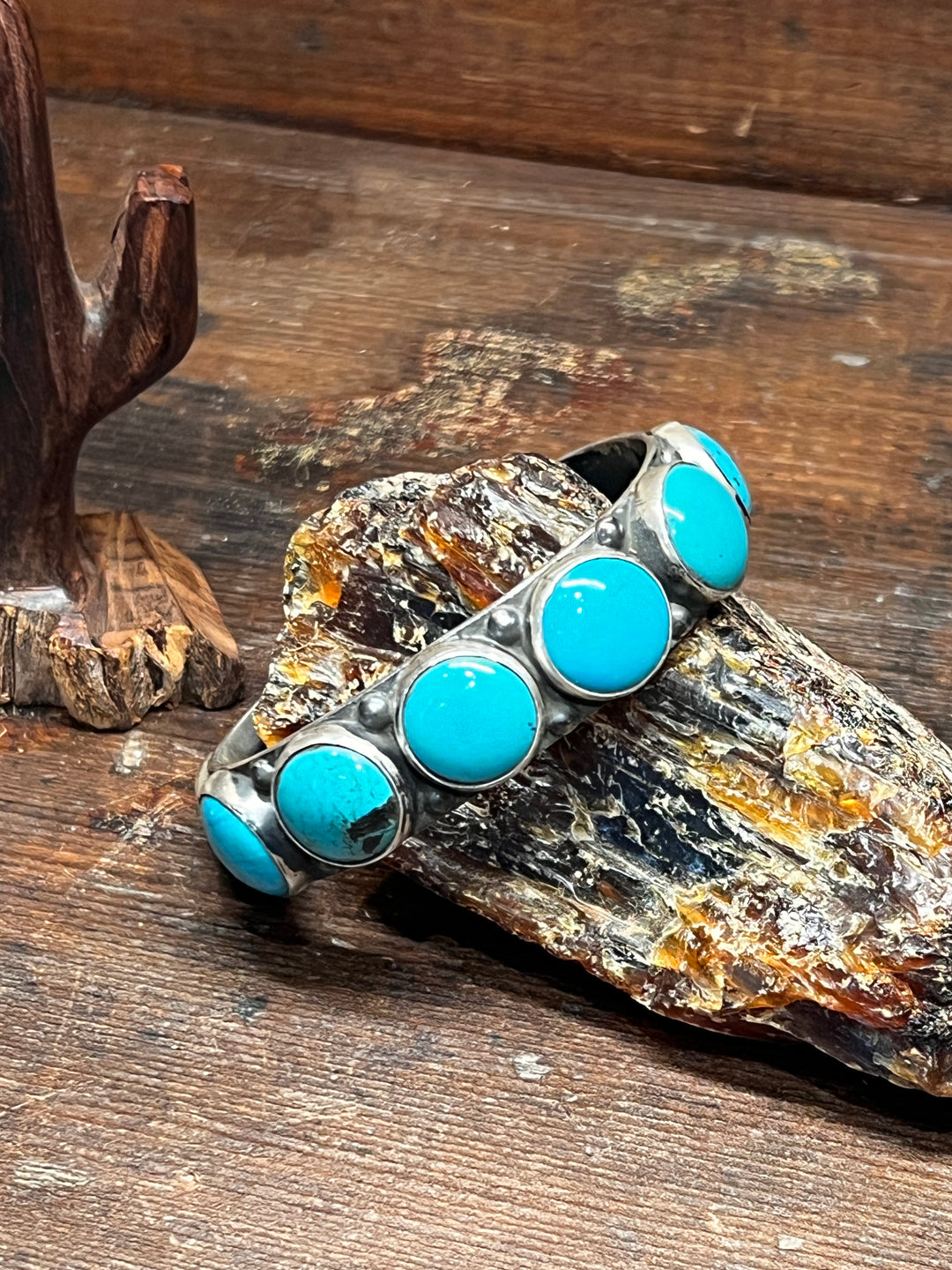 Kingman Turquoise 7 Stone Cuff