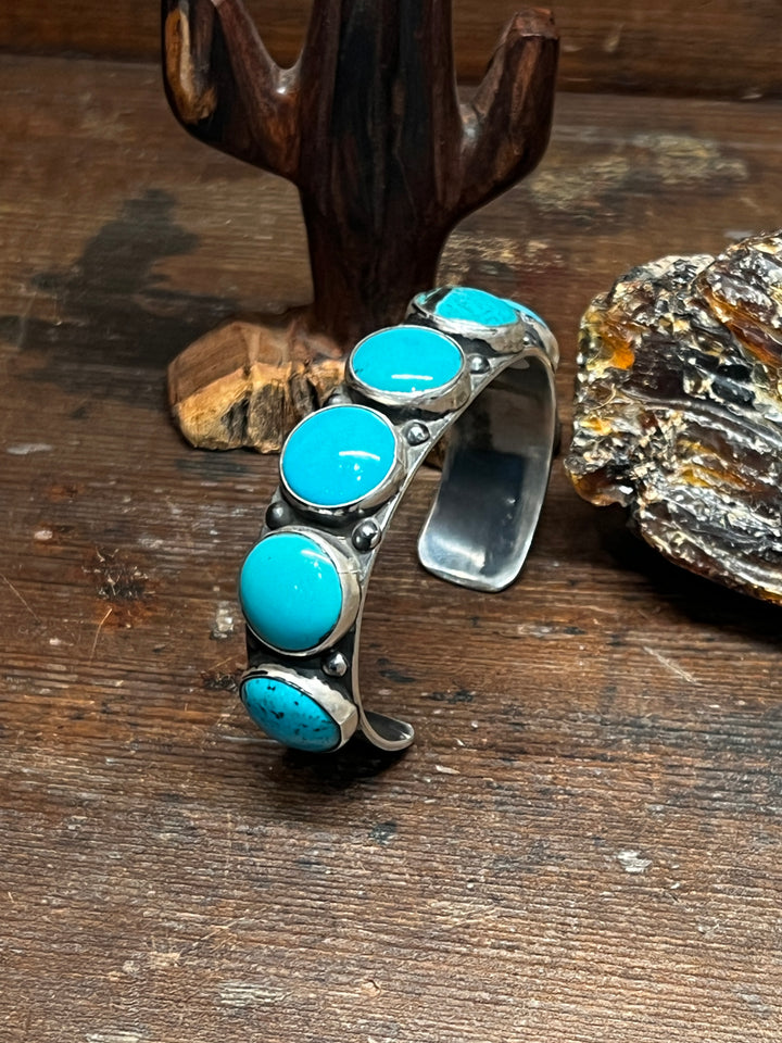 Kingman Turquoise 7 Stone Cuff