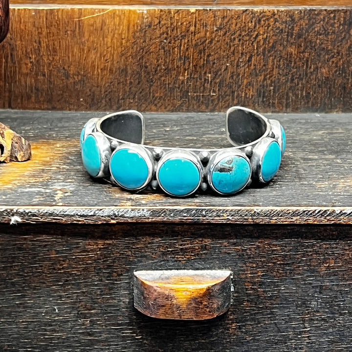 Kingman Turquoise 7 Stone Cuff