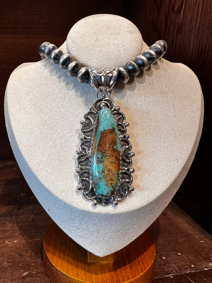 Mantis Turquoise Long Oval Pendant