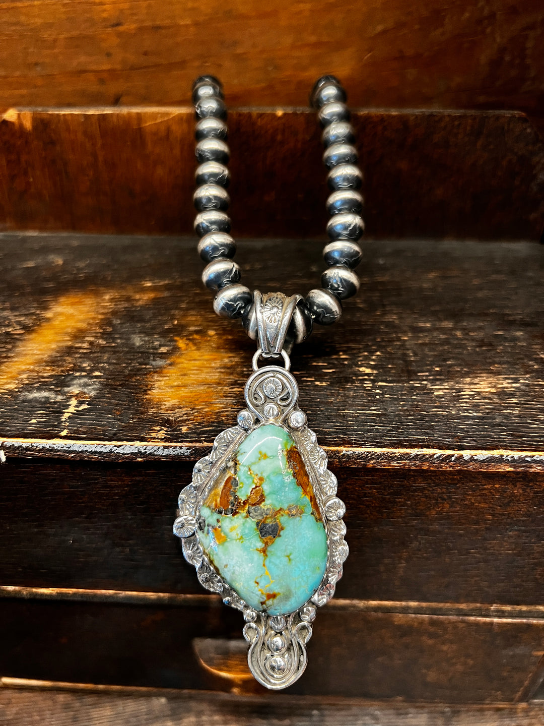 Mantis Turquoise Long Pendant