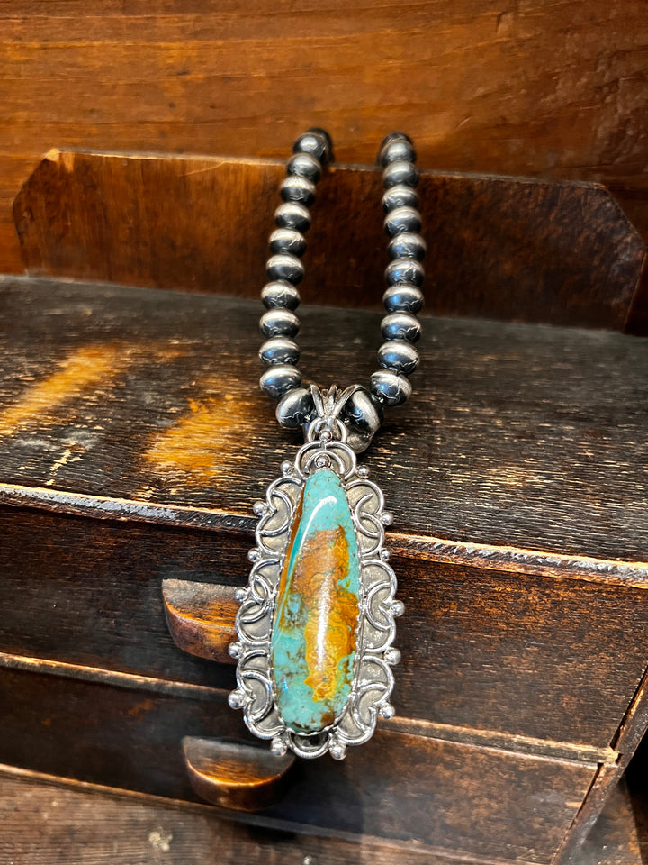 Mantis Turquoise Long Oval Pendant